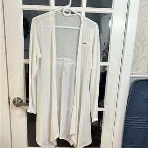 W35.   Lightweight Open-Front Ivory Cardigan
